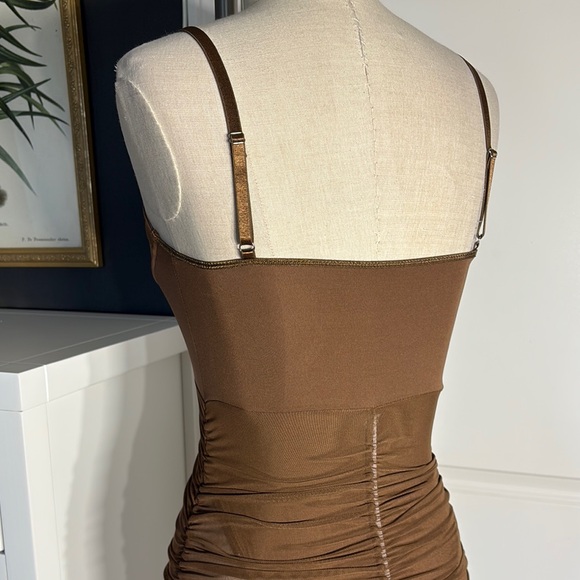 Brown Sheer Bodycon Dress - Picture 6 of 8